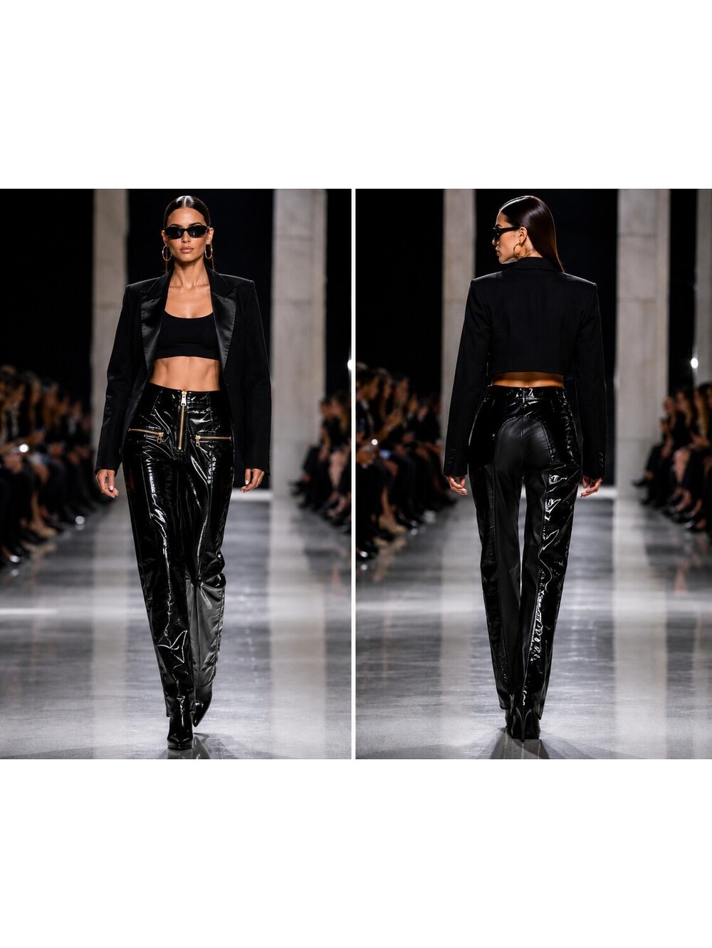 Gigi Hadid x Tommy Hilfiger Glossy Patent Leather Biker Jeggings Black Sz 6 (28)